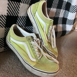 Vans Old Skool Lime Green and White Suede Sneakers